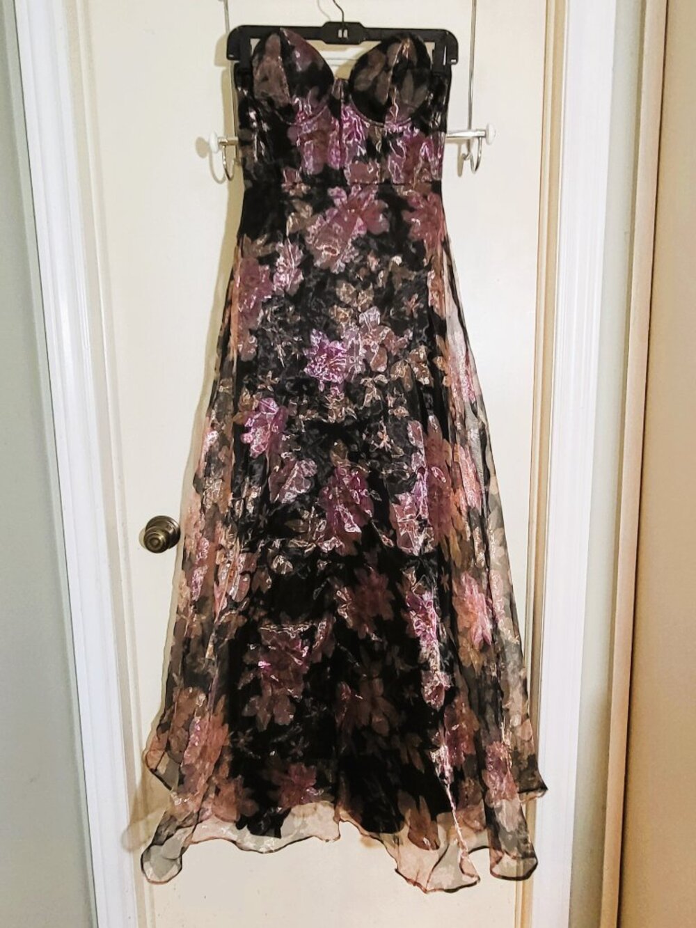 Lulus Strapless Floral Burnout Lace Up Dress Formal Gown Size XS - Picture 5 of 16